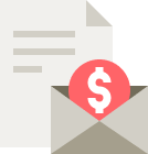 paper, envelope and dollar sign icon