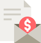 paper, envelope and dollar sign icon
