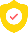 yellow badge with checkmark inside
