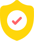 yellow badge with checkmark inside