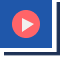 White play button on coral circle
