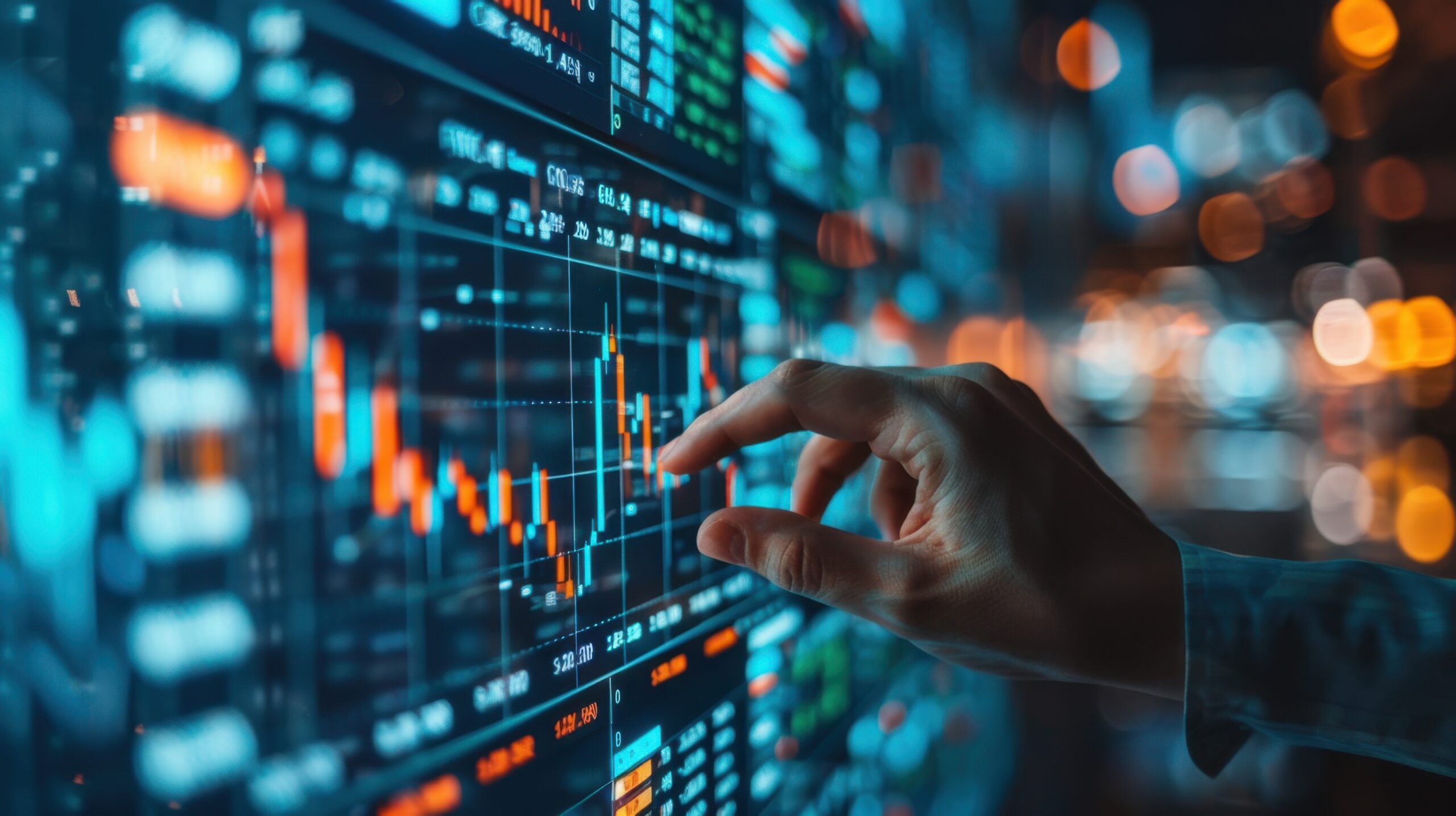 Interaction with a digital data network, showcasing AI-drive interconnected insights and analytics.